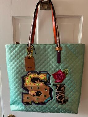 Consuela Si/No Quilted Tote with Colorful Appliqués